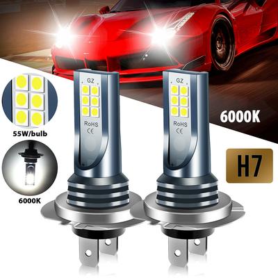 2pcs H7 Led Headlight Bulb Kit Car Fog Light Bulbs High Low Beam 110w 30000lm Super-Bright 6000k White Led Lights For Vehicles