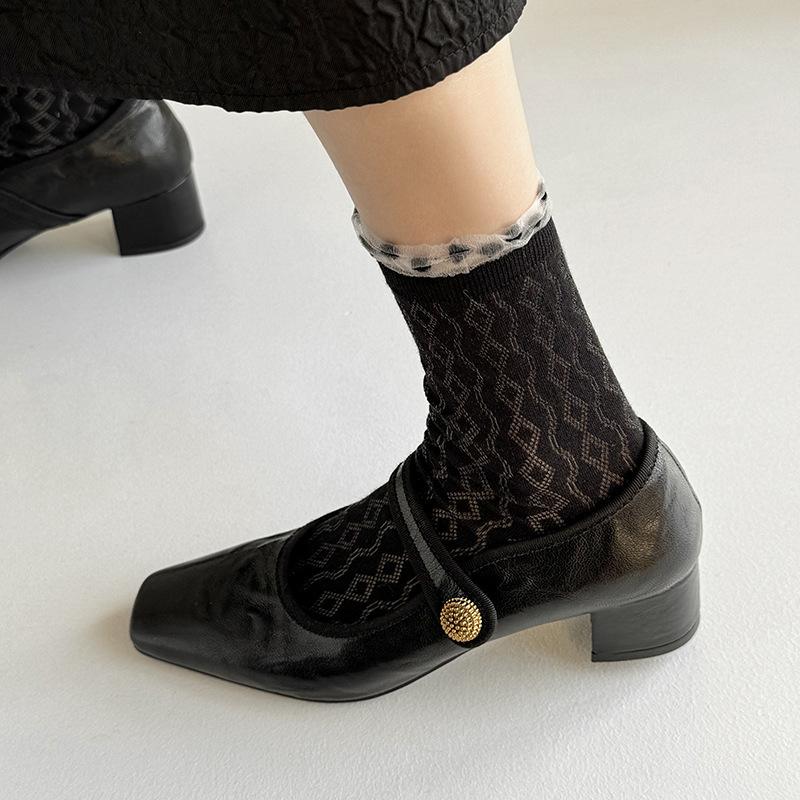 Fashion Retro Versatile Mary Jane Shoes Women's  Autumn 2025 New Style Flat Head Shallow Mouth Thick Heel Fashion Small Leather Shoes