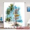 2pcs 2D FLAT PRINTING Curtains (Without Rod) Beach Paradise Pattern Modern Curtains Durable Polyester Curtains Decorations For