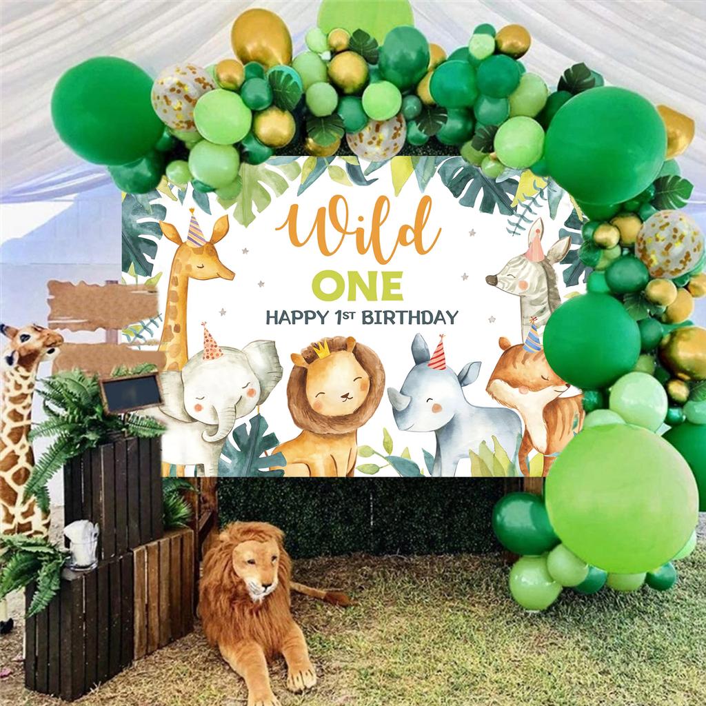 Jungle Safari  Animal Party Background Backdrop Happy Wild One 1st Birthday Party Decoration Baby Shower Photo Background