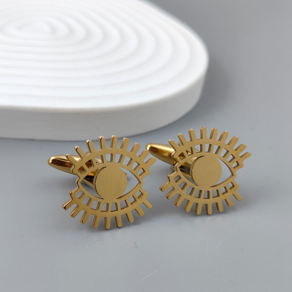 316L stainless steel devil's eye gold-plated cufflinks, black cuffs for shirts and suits, business formal wear