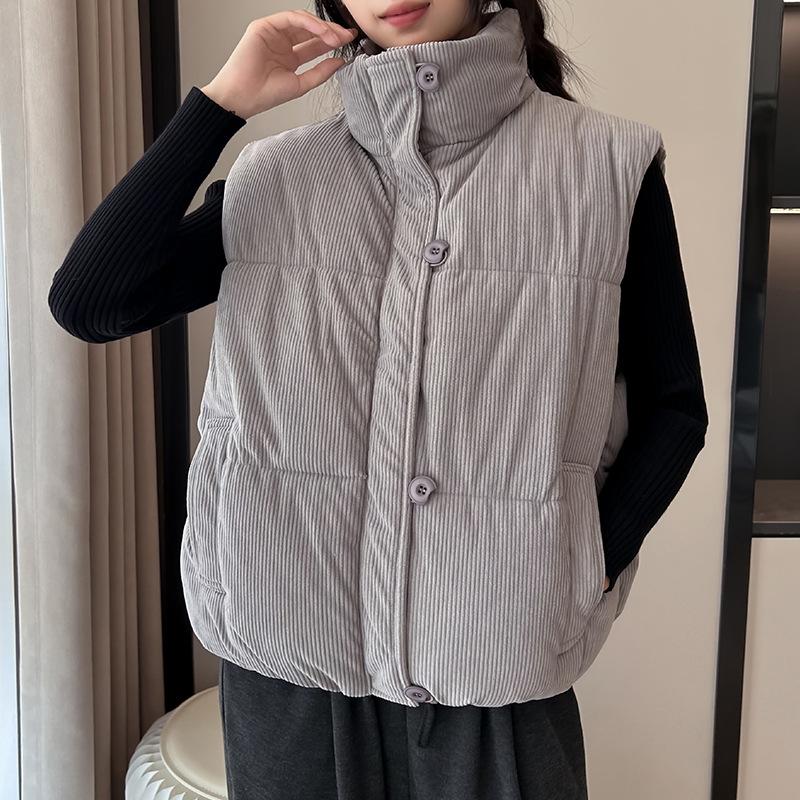 Corduroy Vest Women's Autumn and Winter New Short Loose Versatile Vest Fashion Vest Jacket Tide
