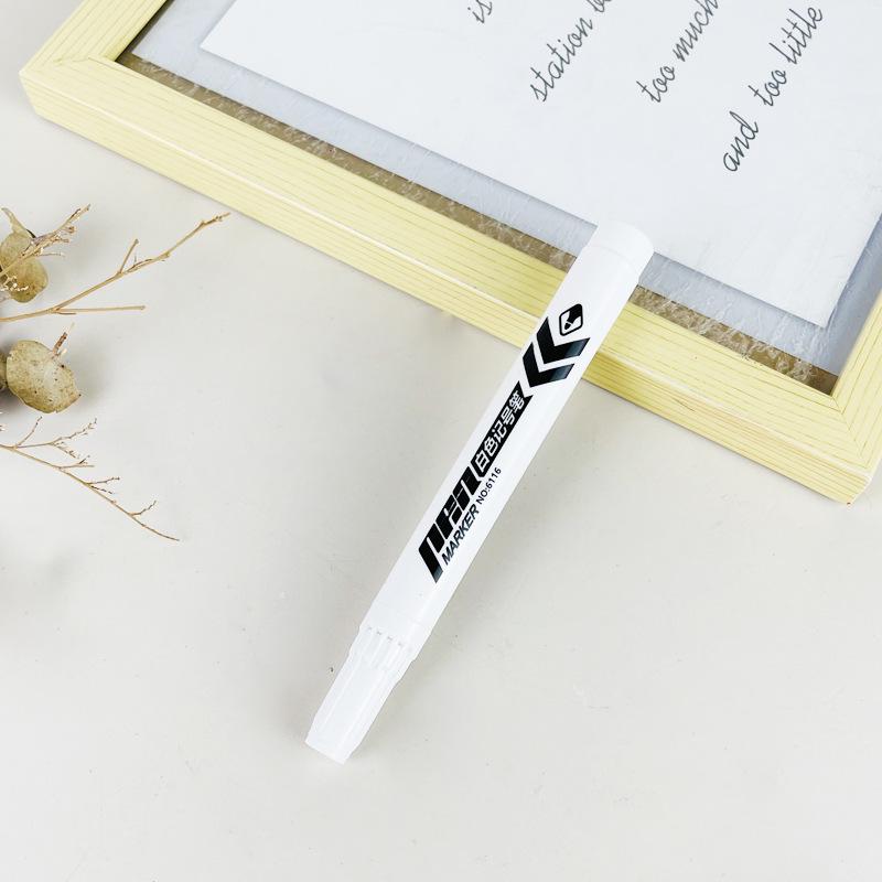 White Oil-Based Quick-Dry Waterproof Indelible Broad Tip Marker Pen
