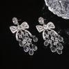 Silver Needle Diamond Glass Bow Fringed Earrings Light Luxury Premium Earrings Exquisite Versatile Commuter Earrings