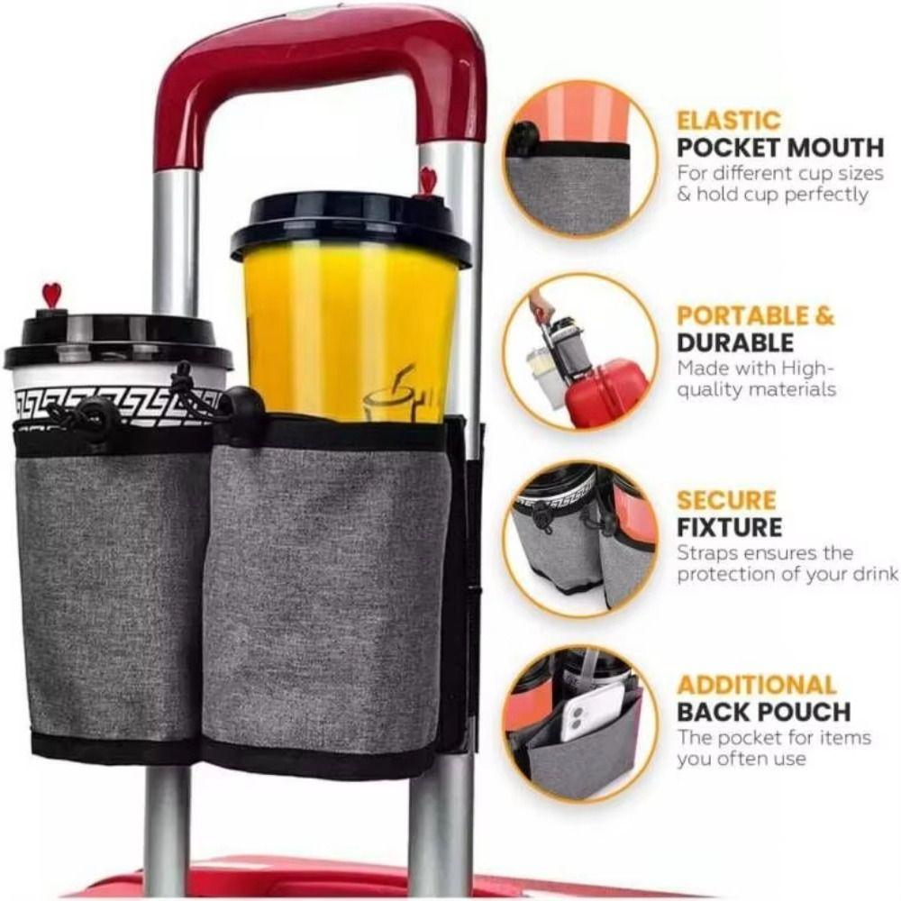Hands-Free Travel Luggage Cup Holder Durable Travel Cup Holder Suitcase Drink Holder  Milk Tea
