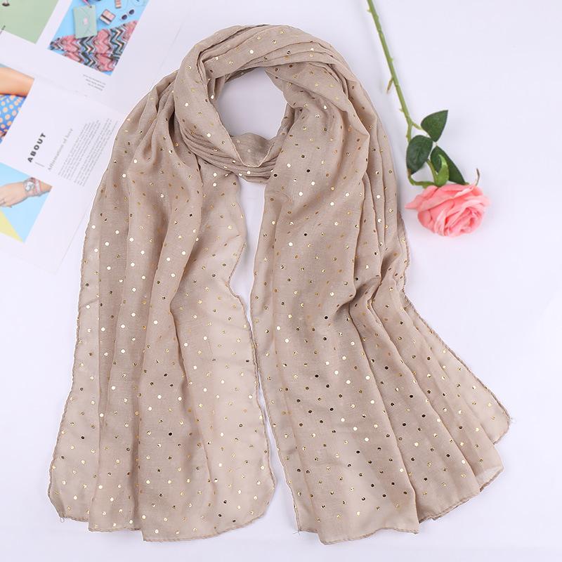 Women Plain Lurex Glitter Loop Dot Viscose Scarf Ladies Shimmer Shawls and Wraps Pashmina Stole Muslim Hijab Sjaal 180*70Cm