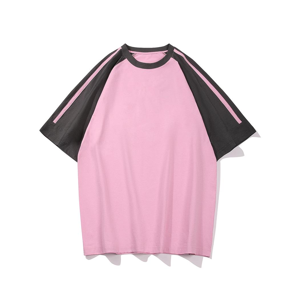Contrast-Color Drop-Shoulder Crew-Neck Short-Sleeve T-Shirt American-Style Quick-Dry High-End Loose-Fit Casual Men's Top