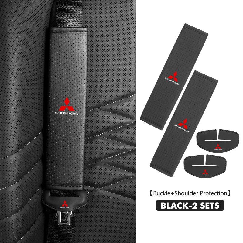 For Mitsubishi Universal Car Seat Belt Buckle Shoulder Pad Protective Cover Outlander Lancer L200 ASX Pajero Grandis Eclipse