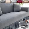 1pc Thicken Jacquard Sofa Cover with Skirt Solid Elastic Sofa Protector for 1/2/3/4-Seater Sofa Anti-pet Scratch Sofa Slipcover