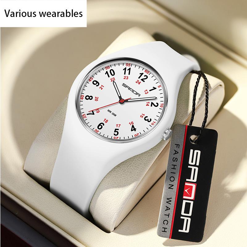 Zegarek kwarcowy silikonowy świecący wodoodporny dla dziewczynki w prostym stylu