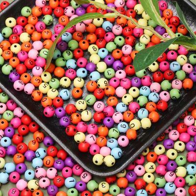 50Pcs Color Mixed Digital Beading 0-9 Acrylic Round Loose Beads Digital Beads Craft DIY Necklace Bracelet Jewelry Making