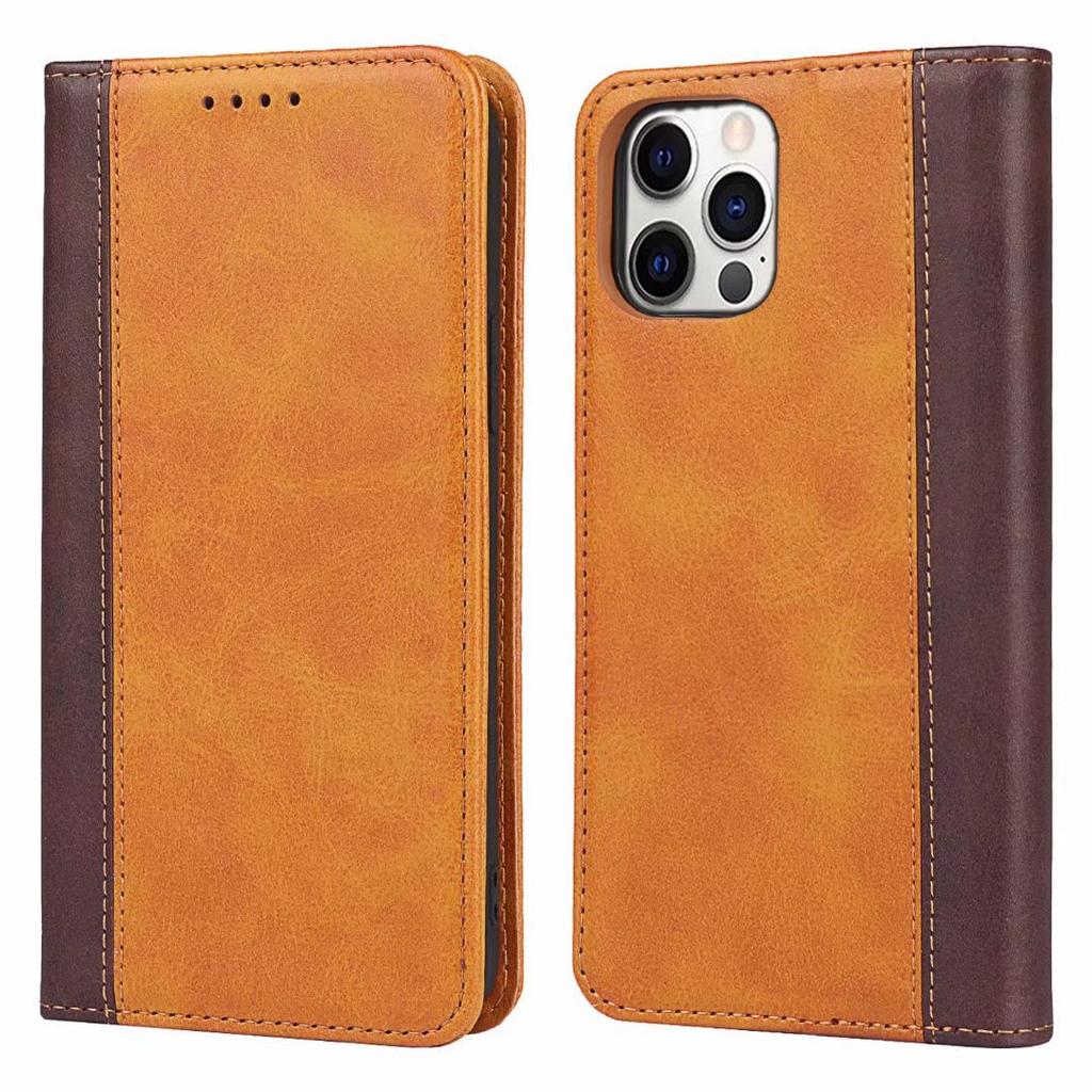 Applicable To iPhone14 Mobile Phone Leather Case, Google 7A Calf Pattern Splicing Contrasting Color Card Wallet Samsung S23