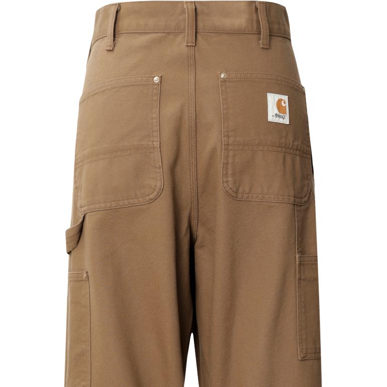 Carhartt WIP Pantaloni Casual Ricamati Floreali Larghi Collaborazione X Awake NY SS23 Pantaloni Unisex Kaki I031716-07R-02