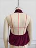 2026 Euro-American Style Halterneck Chiffon Top - Slim, Sexy, Backless, Solid Color for Vacation