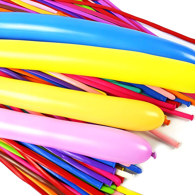 Assorted Color Long Balloon 50/100/200PCS Latex Strip Balloon with 1PC Random Color Inflater Birthday Wedding Party Supplies ZYF