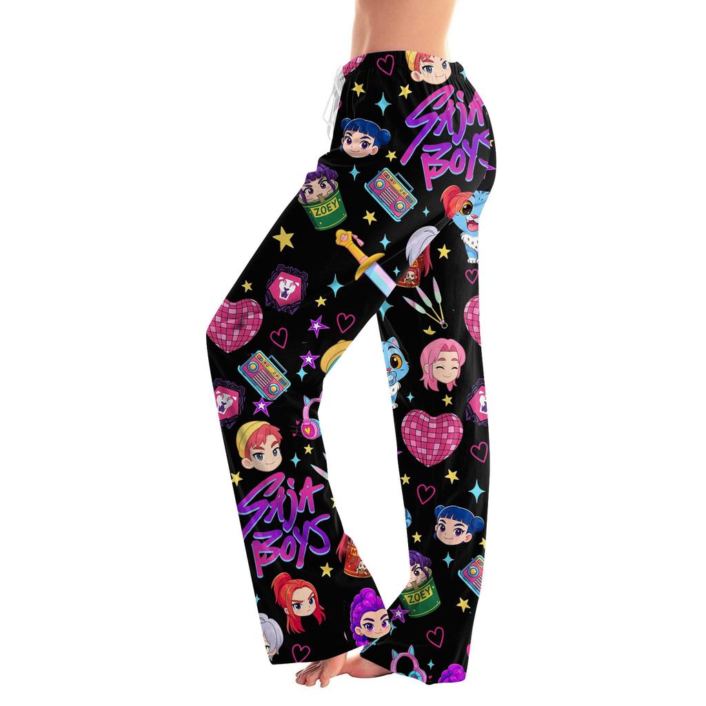 Womens Pajama Pants Sleepwear Casual Drawstring Elastic Waist Pants Comfy Straight Yoga Loose Trousers