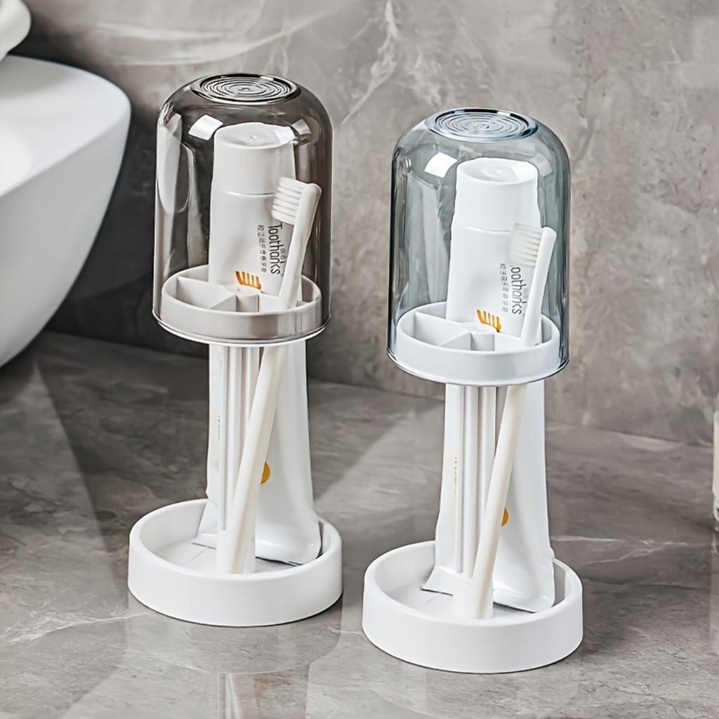 Toothbrush Holder with Dust Cover. Toothbrush Cup Holder with Drainage, Flow Guide, Storage Cup Holder. Home Multifunctional Dental Appliance Holder