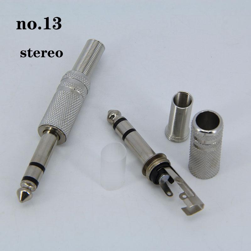 2pcs 2 3 Pole 6.35mm 6.5mm Audio Male Female Mono Stereo Solder Connector Plug Socket Gold Plated Metal Amplifier Mic Converter