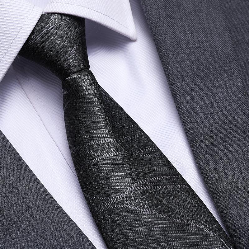 Black No Zipper Men'S Professional Dress Tie Business Casual Wedding Groom Korean Edition One Pull Tie