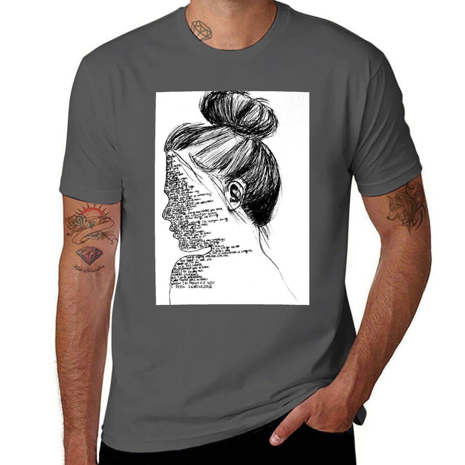 

Black and White You Me At Six Lyrics Girl T-Shirt t shirts with prints t shirts for man cotton funny t shirts dark humor T-Shirt 4XL