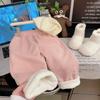 Autumn Winter Trendy Fashionable Children's Plush Versatile Checkered Straight Leg Pants Korean Version