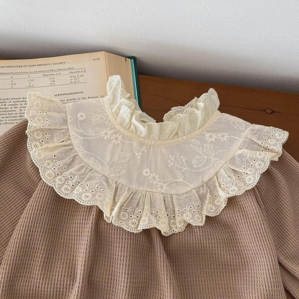 Romper cu mânecă lungă din dantelă pentru fetiță coreeană - stil drăguț de primăvară/toamnă