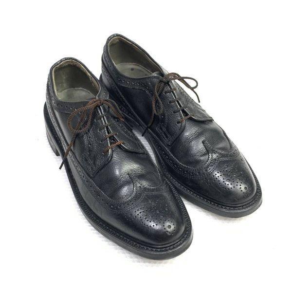 USED/80s 90s Vintage USA Made Dexter Size 9.5C 26.5 27.0cm Long Wingtip Black
