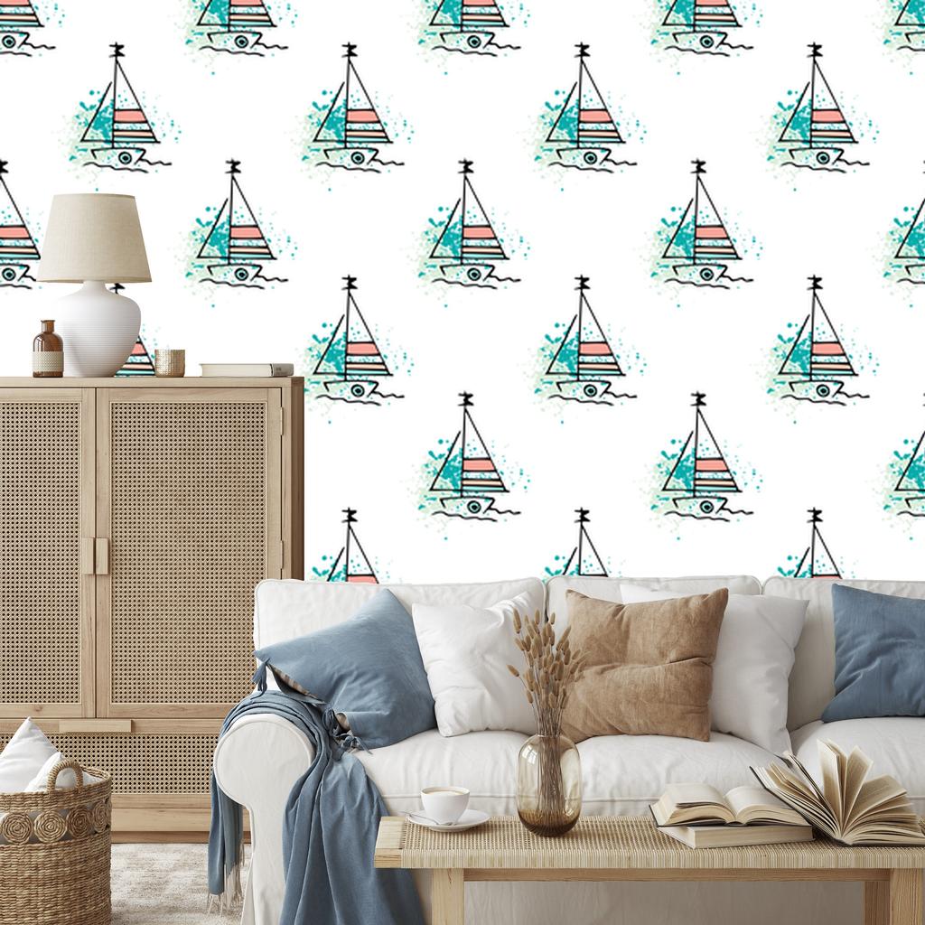 Minimalist sailboat wallpaper for living room and bedroom 50x1000