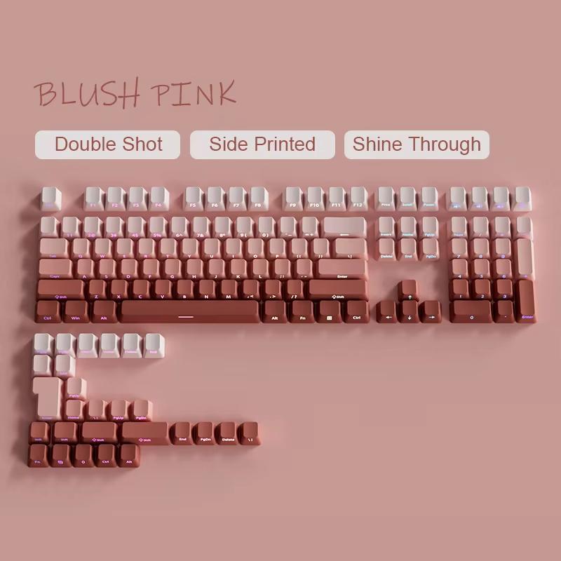 135 Keys Gradient Green Shine Through Keycaps Side Printed PBT Double Shot Keycaps OEM Profile for MX Switches Gaming Keyboards