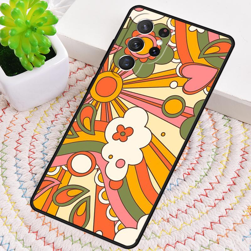 Groovy Flowers Hippie Bohemian Silikon Handyhülle Für Samsung Galaxy note 10 pro S26 S24 S23 S22 S21 Plus S25Ultra Capa Cover