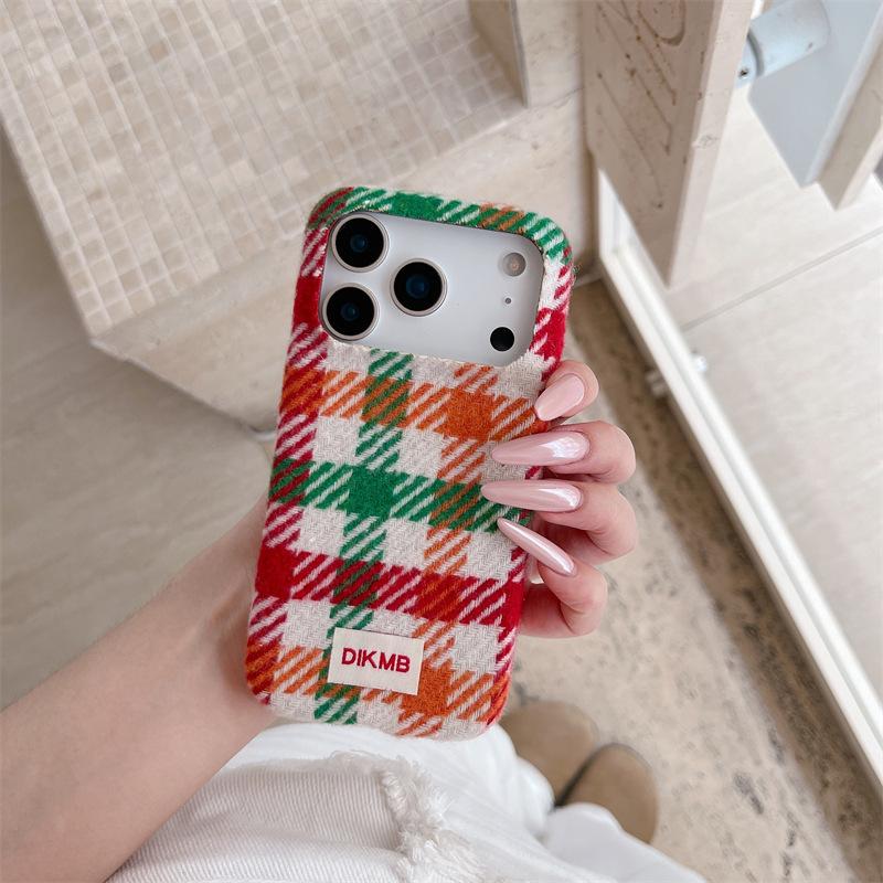 Colorful Plaid Velvet Phone Case for iPhone 16, iPhone 17, and iPhone 17 Pro Max