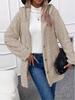 2024 Jeseň/Zima Európsky & Americký Jednofarebný Kardigán s Kapucňou a Zapínaním na Gombíky s Dlhými Rukávmi