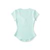 Damen Einfarbiges Slim-Fit T-Shirt mit Herzausschnitt & Gebogenem Saum