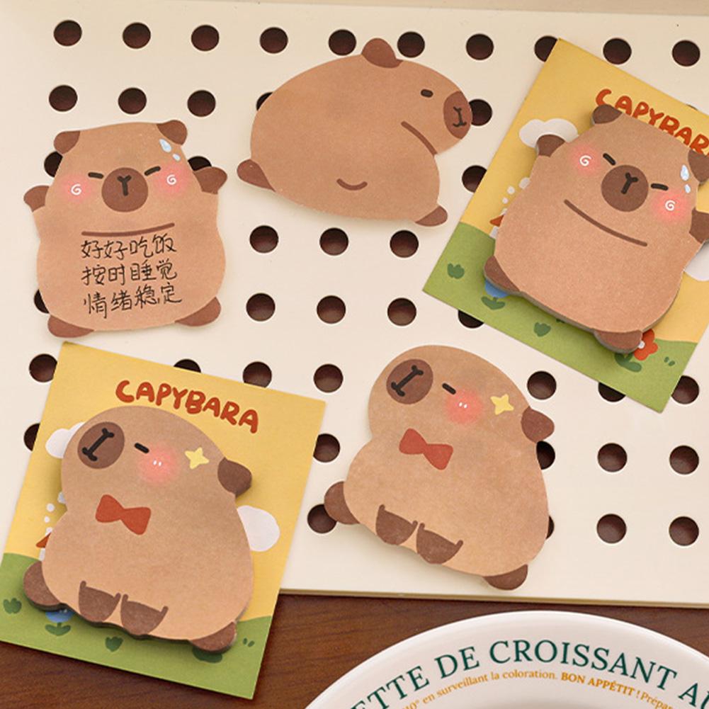 4PCS Creative Capybara Sticky Notes Kawaii Memo Pads Bookmark Stickers Office Study Supplies