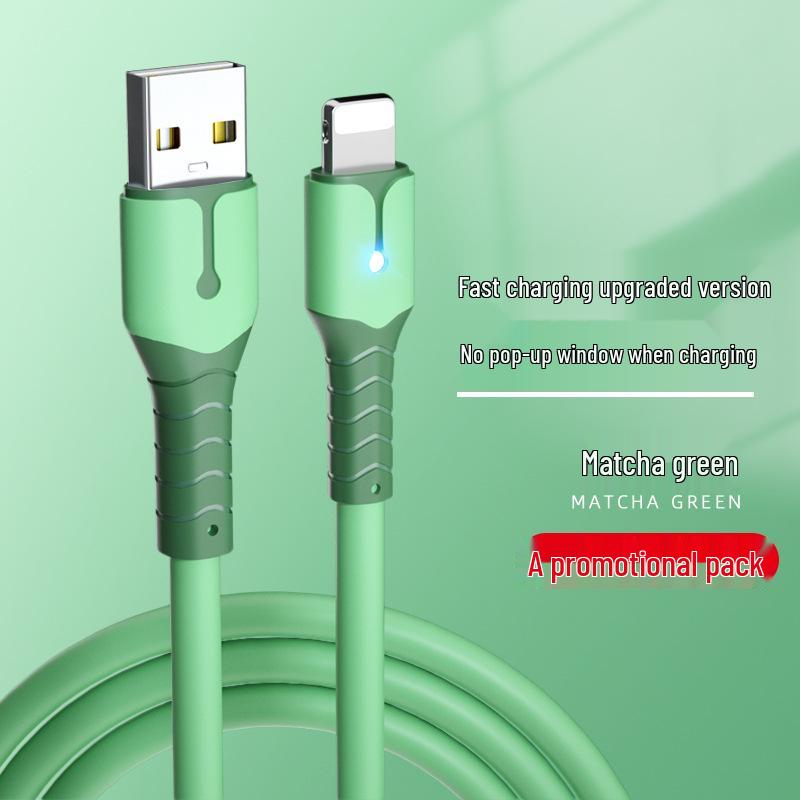 

Рідкий силіконовий кабель Apple для швидкої зарядки для iPhone 13, XR, 11, XS, 12, 8 Plus, 7, 6S Matcha Green [Apple USB]