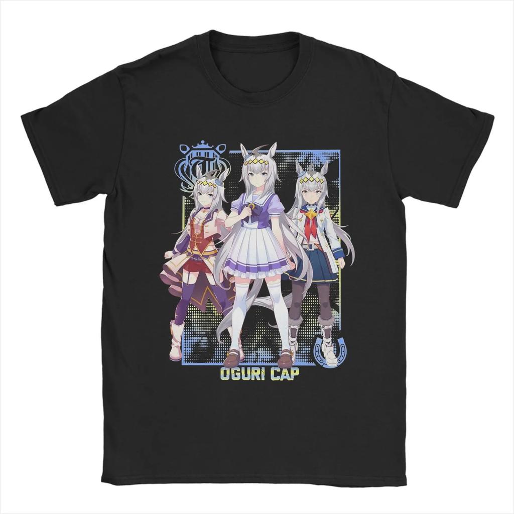 Rice Shower Uma Musume Anime T Shirts Men's Cotton Leisure T-Shirt Crew Neck Tee Short Sleeves Plus Size Loose Comfortable soft