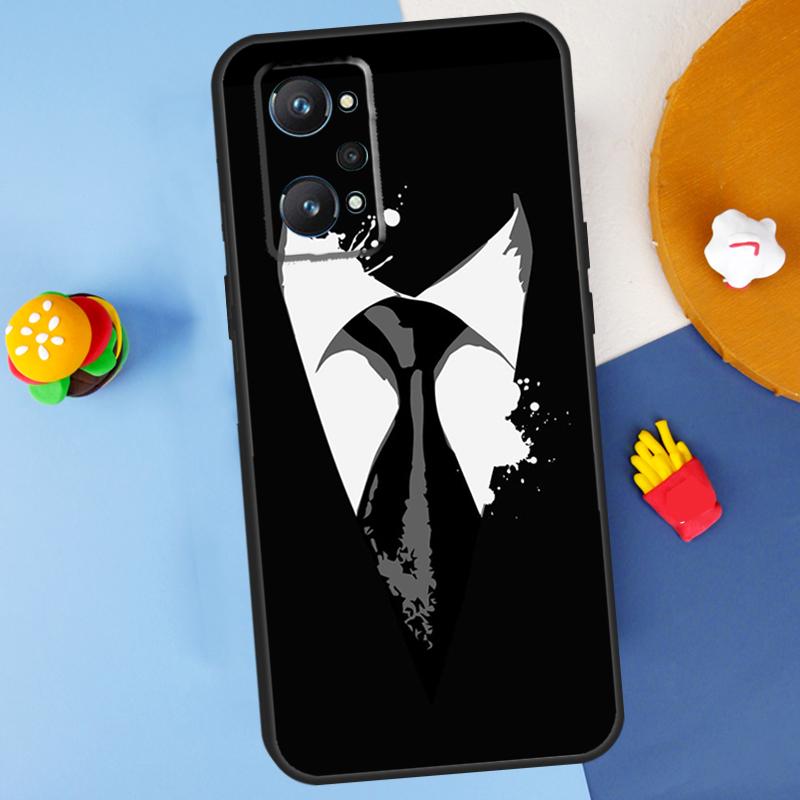 Man Suit Shirt Tie For Realme GT7 Pro GT 6T 6 5 C67 C61 C55 C53 C51 C21Y C25S C75 10 11 12 13 14 Pro Plus Case