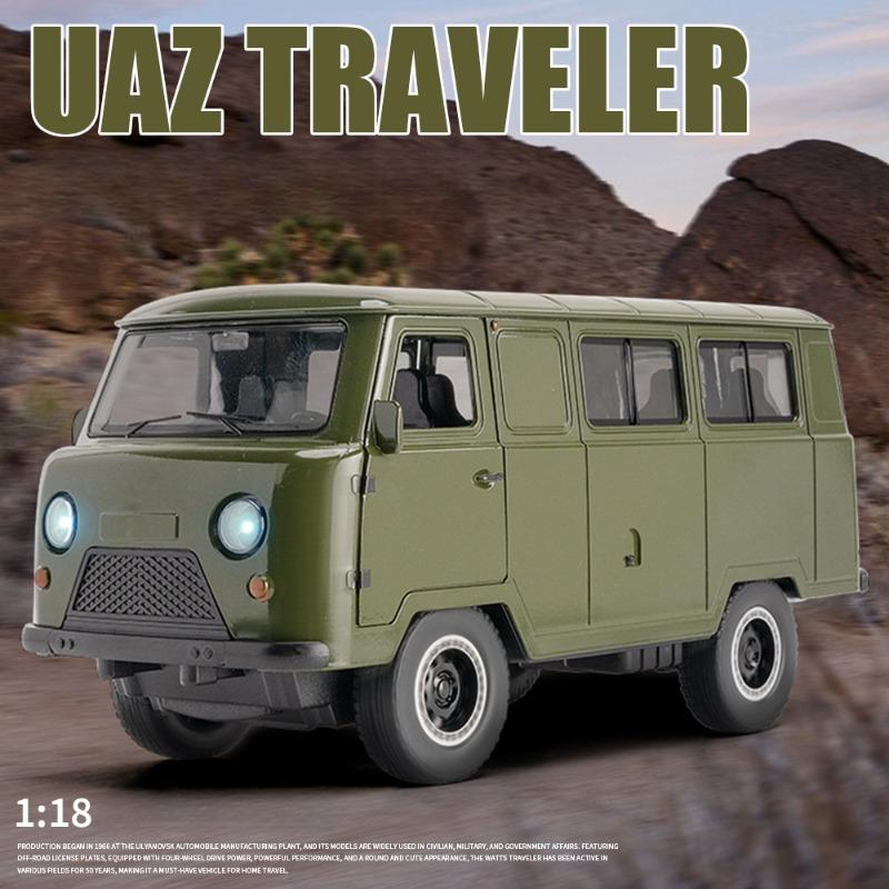 Simulation Alloy 1:18 Russia UAZ Hunter Off Road 4x4 SUV Car Model Sound Light Collectibles Birthday Gift for Boy Toy Vehicles
