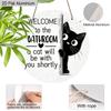 2D Flat Aluminium Bathroom Sign with Black Cat Pattern - Funny Decorative Sign & Plaque - Ideal for Bathroom Wall Decoration - Home Hanging Decor for