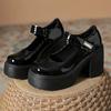 Modische Mary Jane Pumps für Damen Modische Brandneue Klobiger Absatz Hochzeitsschuhe Herbst Neue Schnalle Dicke Sohle Elegante Einzelne Schuhe