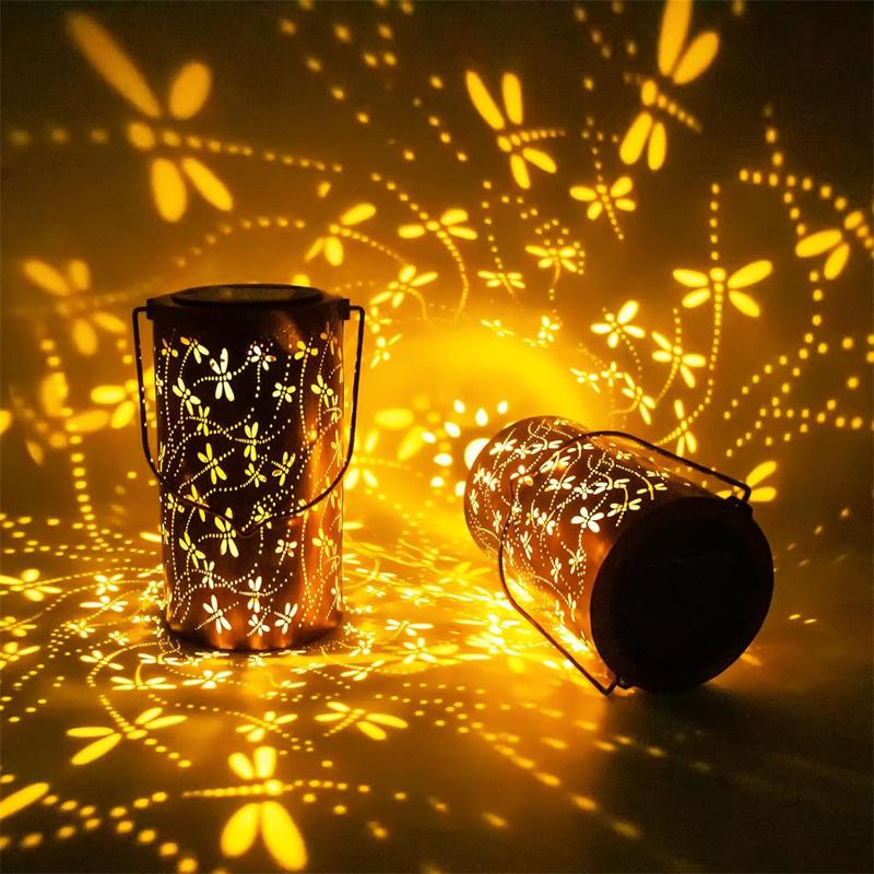 Butterfly Solar Lanterns Outdoor Waterproof Hanging Lights, Metal Decorative LED Solar Light for Yard Patio Porch Balcony Decor