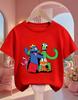 Rainbow friend cartoon pattern boy and girl summer cute round neck fashionable casual short sleeved top