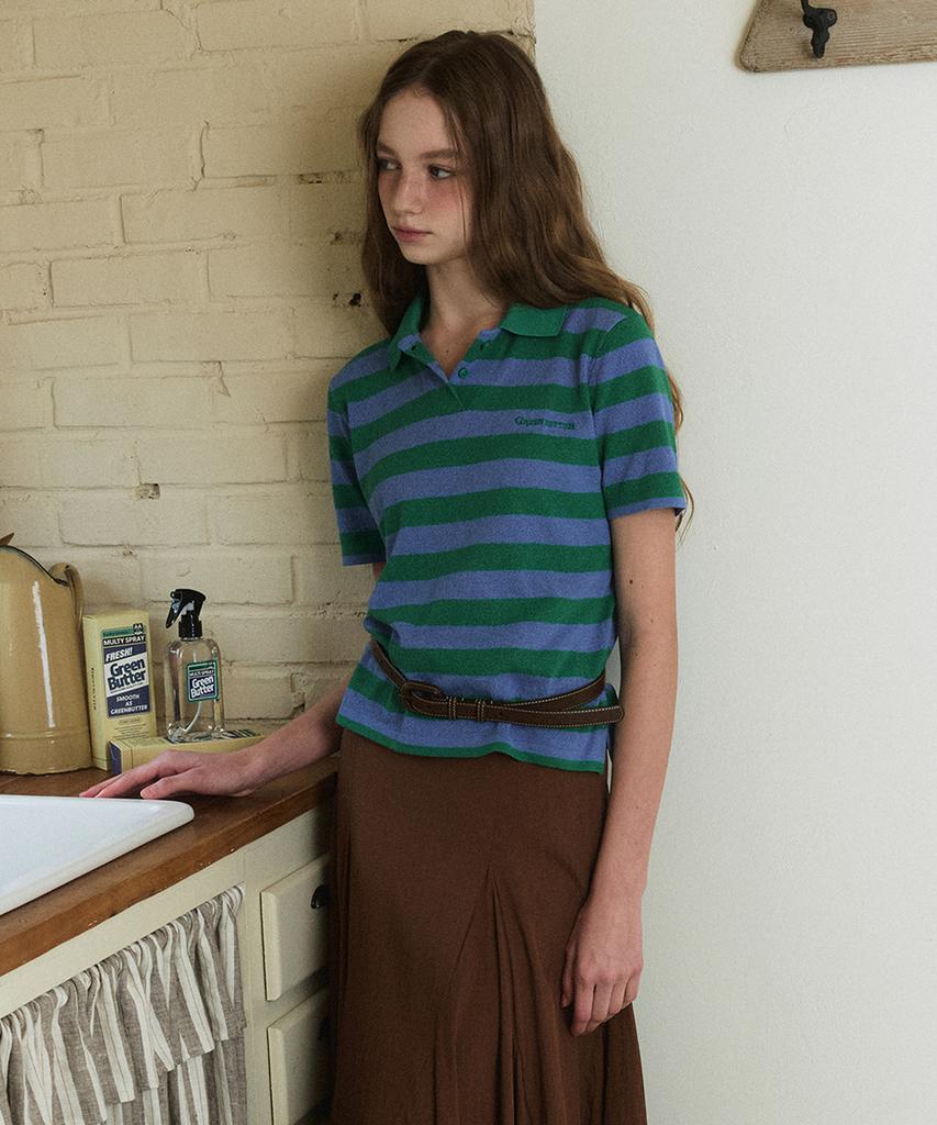 GREENBUTTER Stripe Collar Knit (Blue/Green)