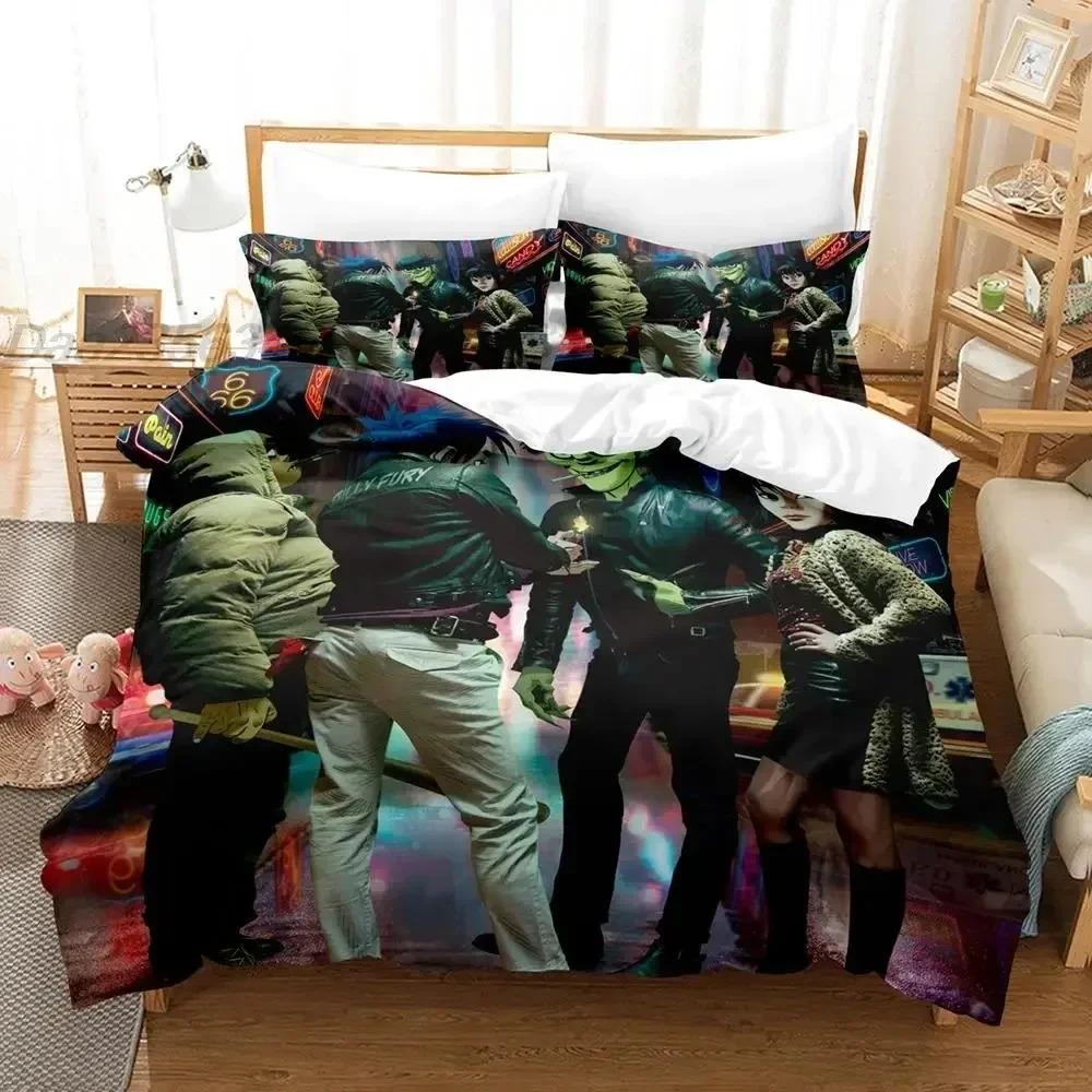 3D Printed Band Gorillaz Anime Duvet Cover Pillowcase Bedding Set Adult Boy Girl Bedroom Decoration Twin Full Queen King Size