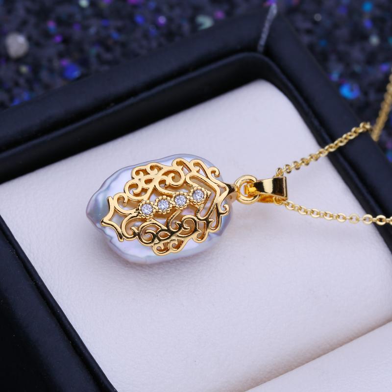 LSOOYH натуральный пресноводный большой барочный жемчуг ожерелья для женщин и девочек — фото 3