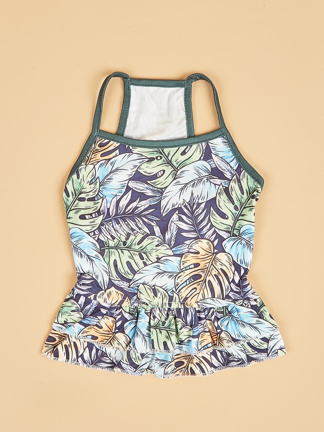 

Dog Dress for Small Dogs Costume Coconut Tree Printed Puppy with Hem Doggie Pet Cats Clothes Apparel for Seaside XS（old）