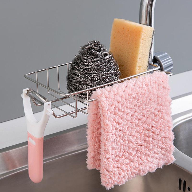 Faucet Rack Stainless Steel Kitchen Sink Storage Telescopic Drain Artifact Rack Sink Sink Rag Basket Home Organizer Towel Rack Storage Rack