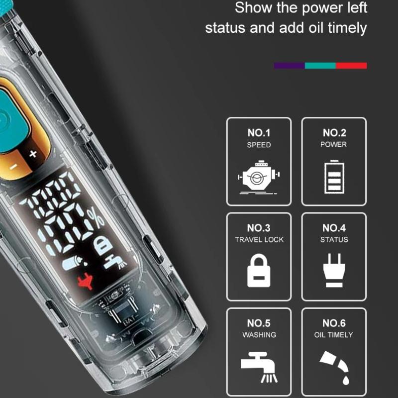 New VGR V-695 Professional Transparent Body Hair Clipper Barber IPX7 Waterproof Hair Cutting Machine Haircut Oil Head Clipper Home Beard Shaver