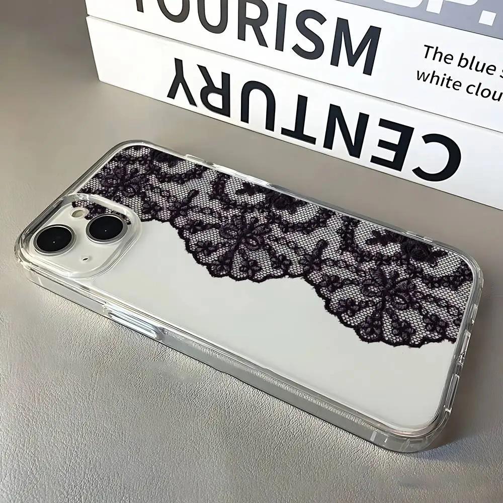 Luxury black lace Phone Case For Xiaomi Redmi Note 15 15C 14 13 12 12S 12C 11 10 10C 13C 10s A2 A3 Pro Plus 4G 5G soft TPU Cover
