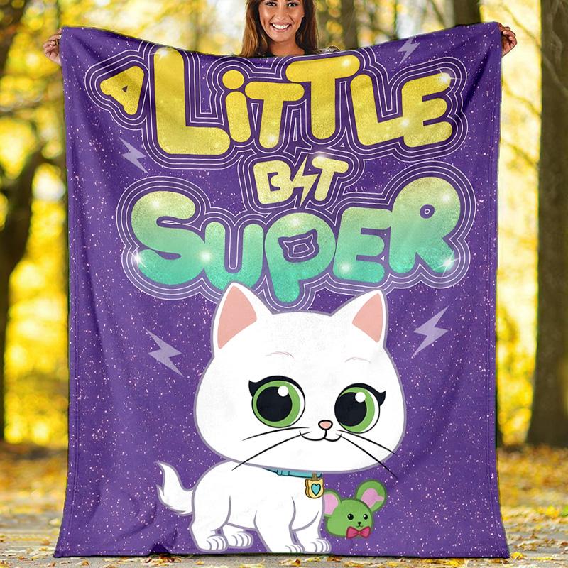 1pc Super Kitties Adventures1 Theme Soft Flannel Throw Blanket - Digital Print, Polyester, Cozy for All Seasons, Perfect for Outdoor, and Travel